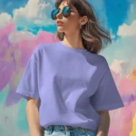 Women Oversized Fit Lavender Solid T-shirt