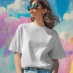 Women Oversized Fit White Solid T-shirt