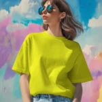 Women Oversized Fit Yellow Solid T-shirt