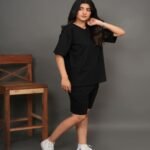 Women Premium Lounge Co-Ord - Midnight Black