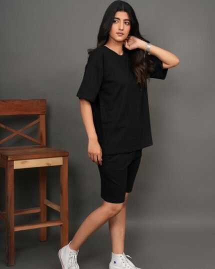 Women Premium Lounge Co-Ord - Midnight Black