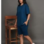 Women Premium Lounge Co-Ord - Pacific Teal